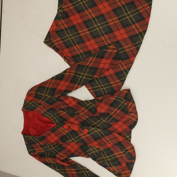 Red Plaid Knit Skirt Set 70s Vintage St. Cloud Acrylic Knit Long Jacket Short Sk - Picture 8 of 14